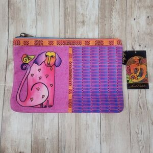 Laurel Burch Pink Purple Dog Cosmetic Makeup Bag